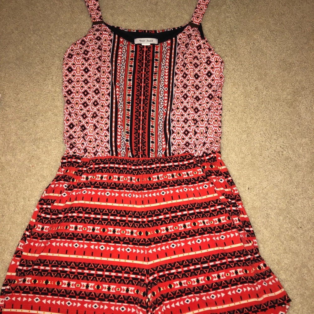 Orange/Red patterned romper